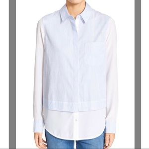 VINCE Layered Effect Button Down Top, size 00